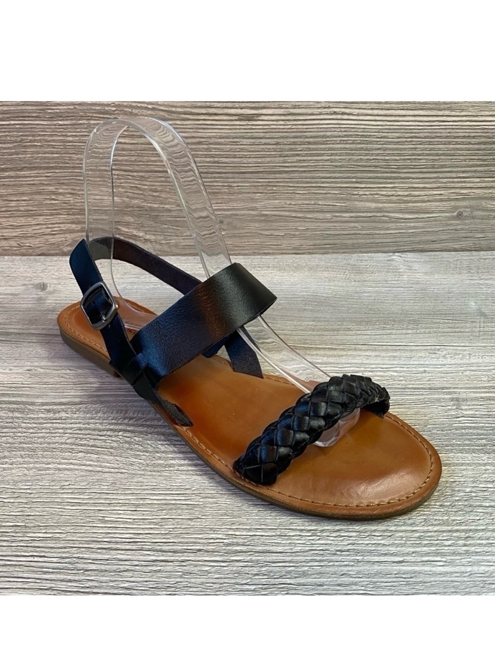 EUC Nine West braided toe strap with full buckle adjustable ankle strap size 7